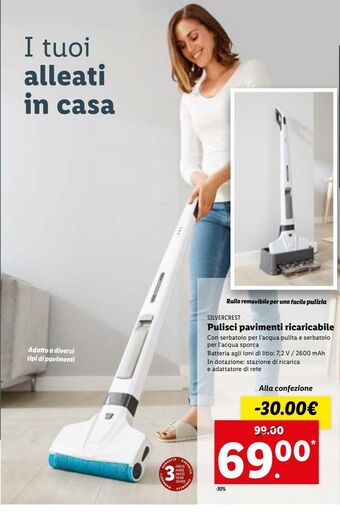 Lidl Pulisci pavimenti ricaricabile offerta