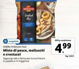 Lidl Misto di pesce, mollischi e crostacei 600g offerta