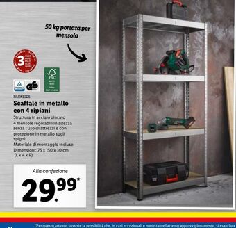 Lidl Scaffale in metallo con 4 ripiani offerta
