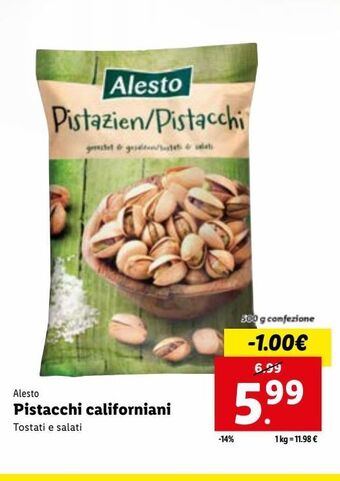 Lidl Pistacchi californiani offerta