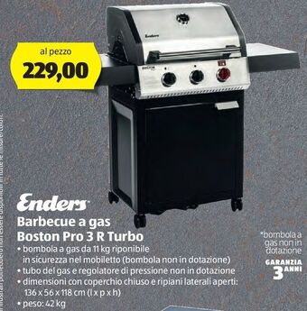 ALDI Enders barbecue a gas boston pro 3 r turbo offerta