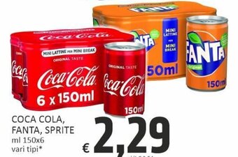 Paghi Poco Coca Cola, Fanta, Sprite ml 150x6 vari tipi offerta