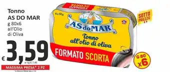 Paghi Poco As Do Mar Tonno g 80x6 all'Olio di Oliva offerta