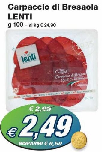 Prix Quality Lenti Carpaccio di Bresaola g 100 offerta