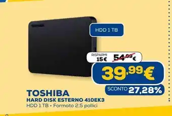 Euronics Hard disk esterno toshiba offerta
