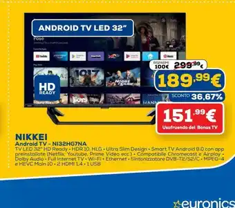 Euronics Android tv nikkei offerta