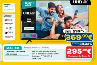 Euronics Tv led 55'' ultra hd 4k offerta
