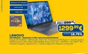Euronics Notebook lenovo ideapad 5 pro offerta
