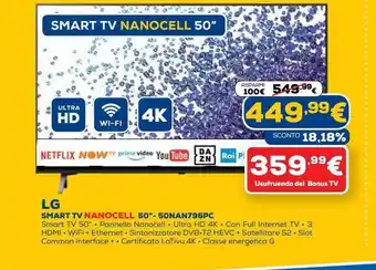 Euronics Smart tv lg nanocell 50" offerta