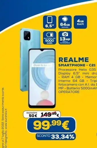 Euronics Realme smartphone - c21 offerta