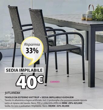 JYSK Sedia impilabile offerta