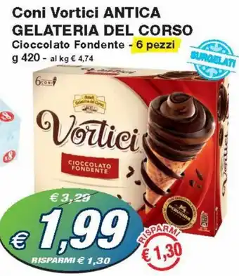 Antica Gelateria Del Corso Coni Vortici Cioccolato Fondente 6 pezzi g 420