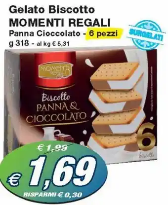 Prix Quality Momenti Regali Gelato Biscotto Panna Cioccolato 6 pezzi g 318 offerta