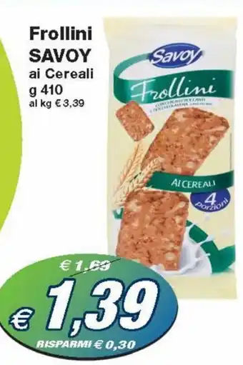 Prix Quality Savoy Frollini ai Cereali g 410 offerta