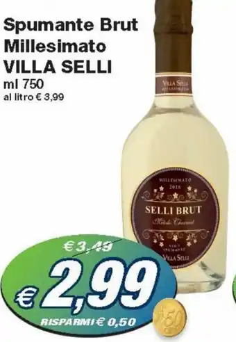 Prix Quality Villa Selli Spumante Brut Millesimato ml 750 offerta