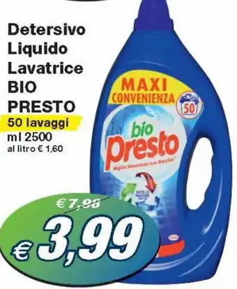Prix Quality Bio Presto Detersivo Liquido Lavatrice 50 lavaggi ml 2500 offerta