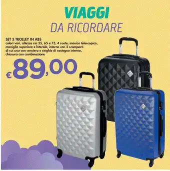 Bennet Set 3 trolley in abs offerta