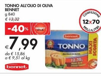 Bennet Tonno in olio d'oliva bennet g 840 offerta