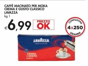 Caffè macinato per moka crema e gusto classico lavazza 1 kg