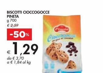 Bennet Biscotti cioccogocce pineta g 700 offerta