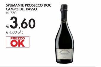 Bennet Spumante prosecco dop campo del passo ml 750 offerta