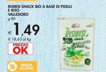 Risibi snack bio a base di piselli e riso valledoro g 80