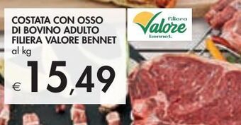 Bennet Costata con osso di bovino adulto filiera valore bennet al kg offerta