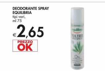 Bennet Deodorante equilibra spray tipi vari ml 75 offerta