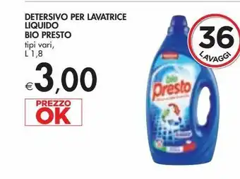 Bennet Detersivo per lavatrice liquido bio presto tipi vari l 1.8 offerta
