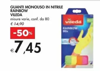 Guanti monouso in nitrile rainbow vileda misure varie conf da 80