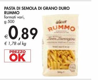 Pasta di semola di grano duro rummo formati vari g 500