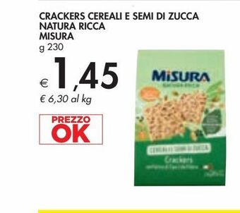 Bennet Crackers cereali e semi di zucca natura ricca misura g 230 offerta
