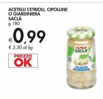 Bennet Acetelli cetrioli, cipolline o giardiniera saclà g 180 offerta