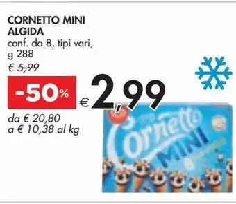 Cornetto mini algida conf da 8 tipi vari g 288