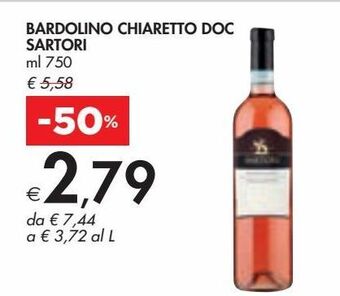 Bardolino chiaretto doc sartori ml 750