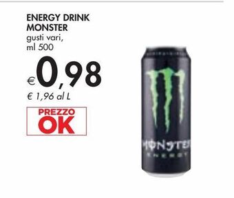 Bennet Energy drink monster gusti vari ml 500 offerta