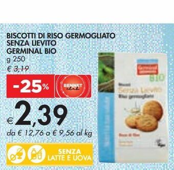Bennet Biscotti di riso germogliato senza lievito germinal bio g 250 offerta