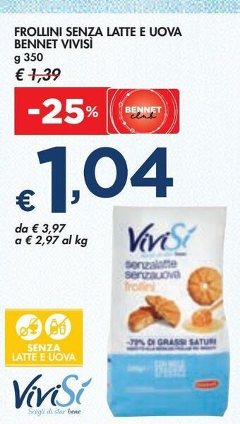 Bennet Frollini senza latte e uova bennet vivisi g 350 offerta