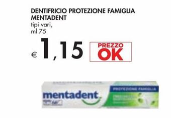 Bennet Dentifricio protezione famiglia mentadent tipi vari ml 75 offerta