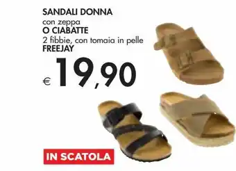 Bennet Sandali donna con zeppa o ciabatte 2 fibbie con tomaia in pelle freejay offerta