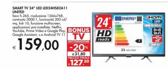 Bennet Smart tv 24'' led led24hs82a11 united offerta