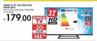 Smart tv 32'' led 32ha10v3 smart-tech