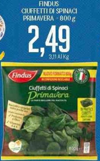 Supermercati Piccolo Findus Ciuffetti di Spinaci Primavera 800 g offerta