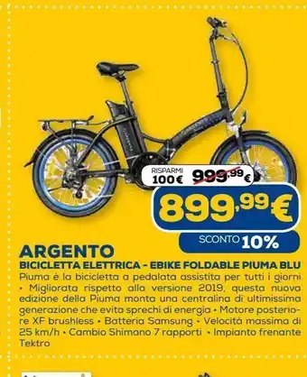 Bicicletta elettrica argento - ebike foldable piuma blu