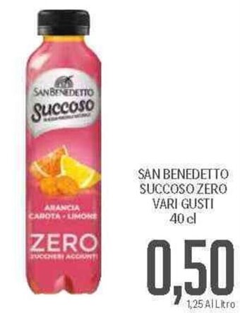 Supermercati Piccolo San Benedetto Succoso Zero vari gusti 40 cl offerta