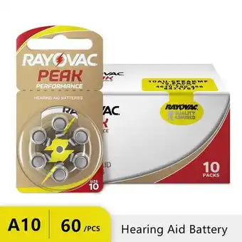 Aliexpress 60pcs batterie per apparecchi acustici rayovac peak 10 a10 za10 10a p10 pr70 batteria ad aria di zinco ad alte prestazioni pe offerta