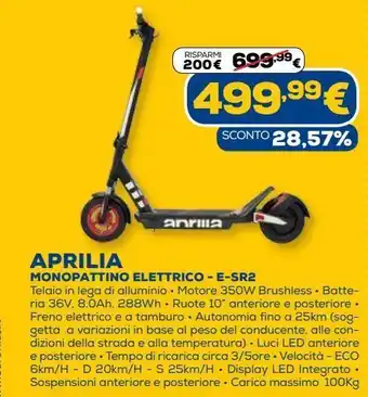 Aprilia monopattino elettrico  - e-sr2
