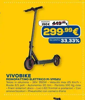 Euronics Vivobike monopattino elettrico  m-vms2u offerta