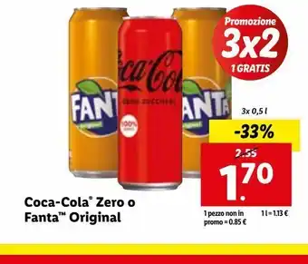 Lidl Coca-cola zero o fanta original 3x0.5l offerta