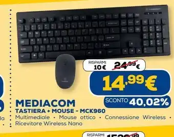 Euronics Tastiera + mouse - mck960 mediacom offerta